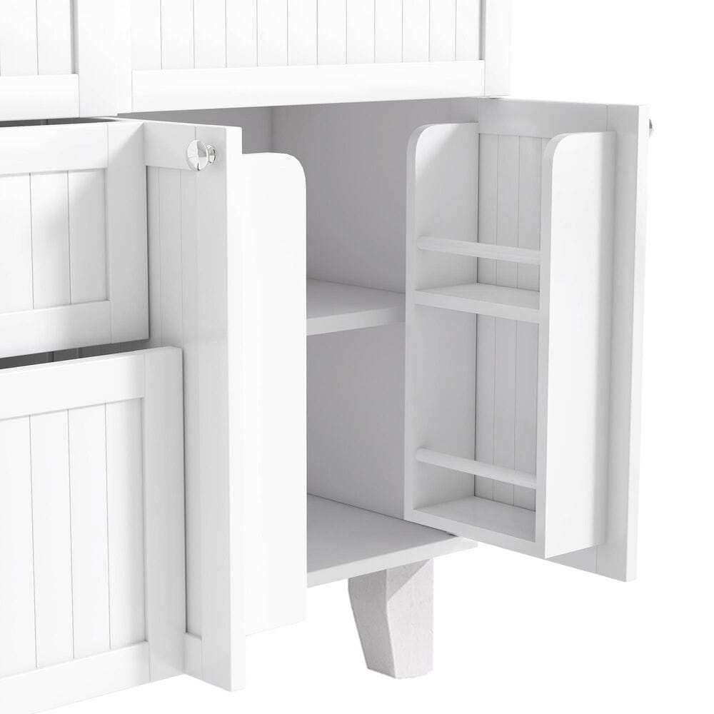 HOMLUX Farmhouse Kitchen Island with Drop Leaf and 2 Stools in White, Natural, Black and Rustic Brown, , large