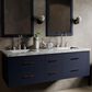 Lexora Home Castor 60" Double Bathroom Vanity in Blue with 2 cm White Carrara Marble Top and Rectangular Sinks, , large
