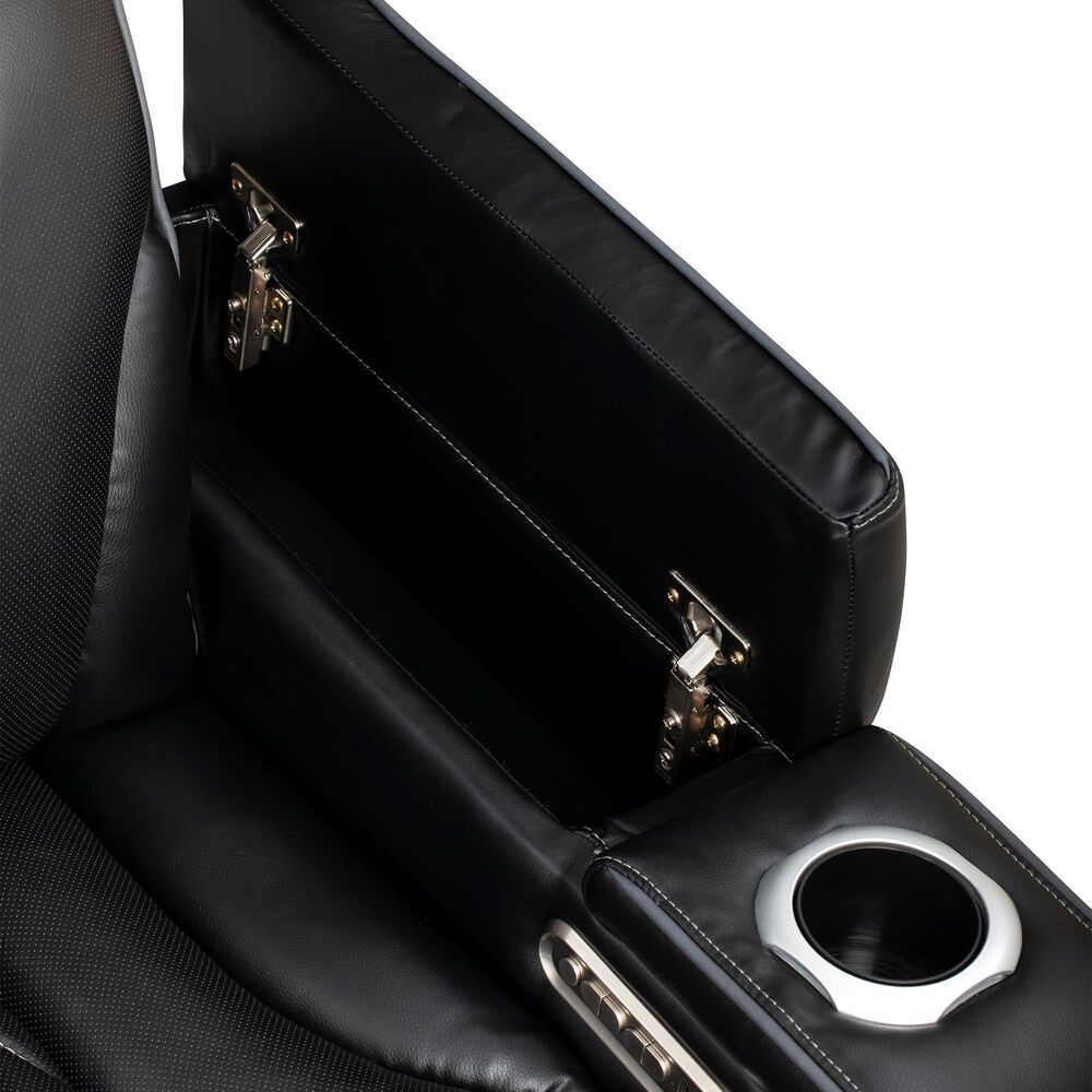 Titanic Furniture All Star Power Reclining Loveseat with Power Headrest in Black, , large
