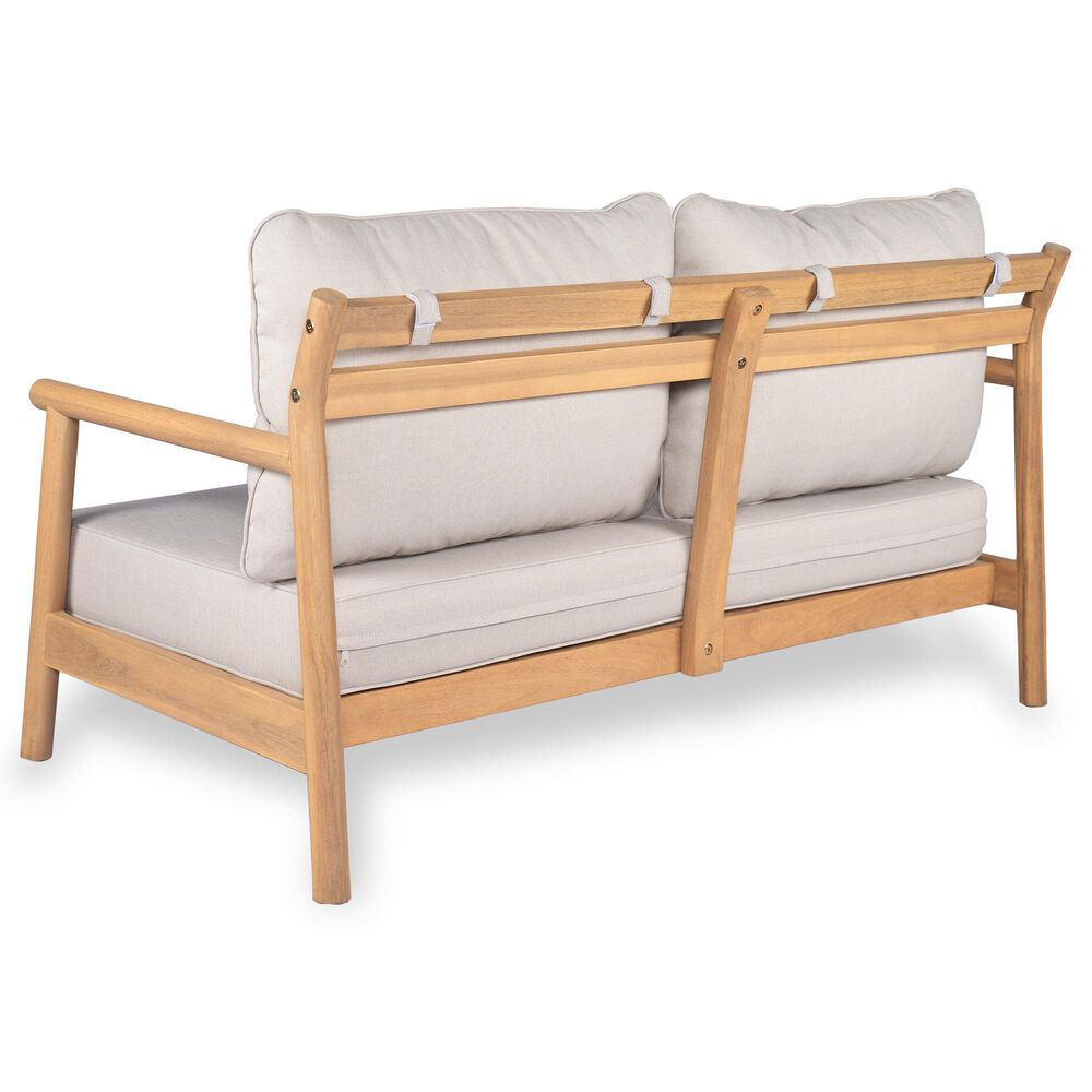 Hearth and Haven Outdoor Loveseat with Cushions and Teak Frame in Beige, , large