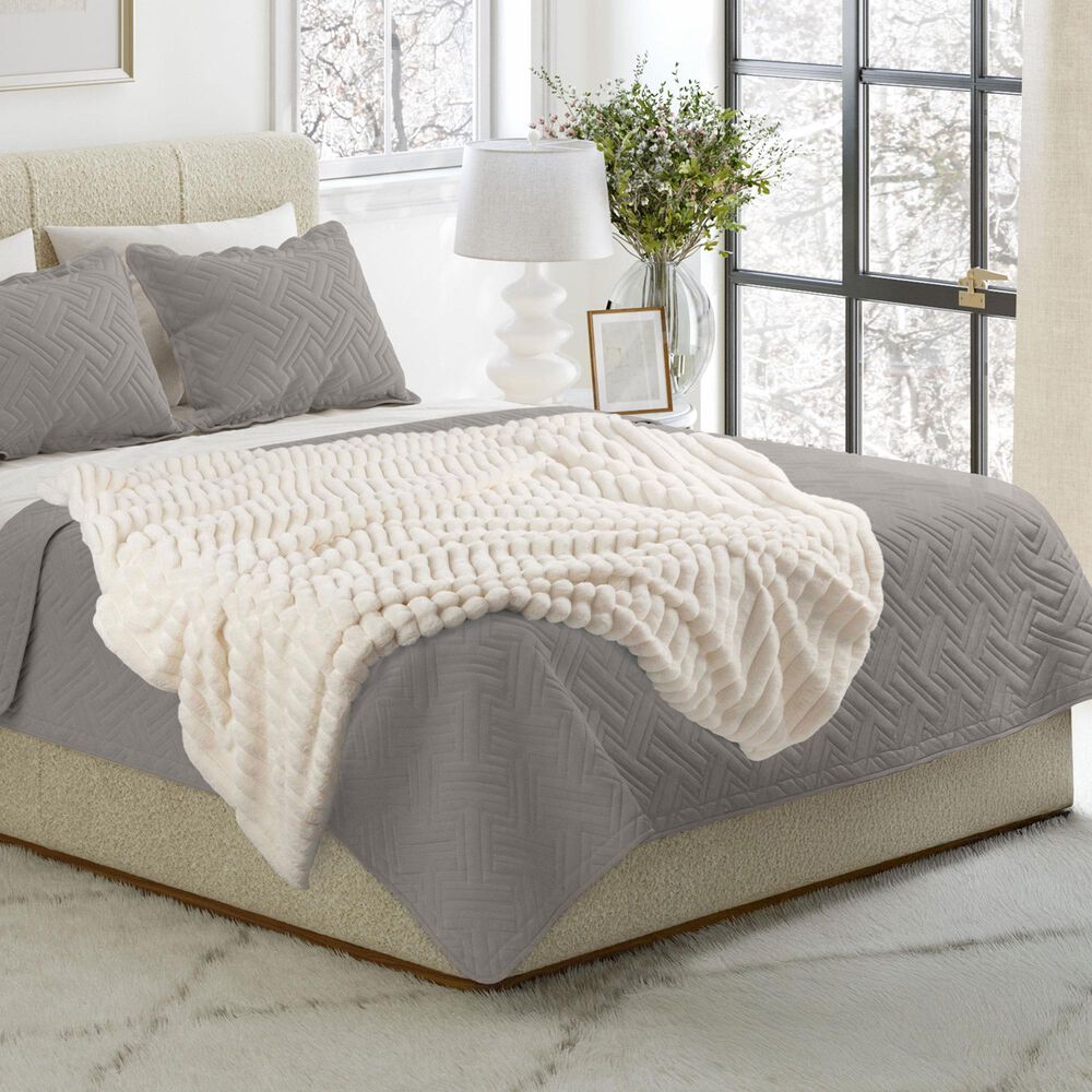Timberlake 60" x 70" Faux Fur Throw Blanket in Ivory, , large