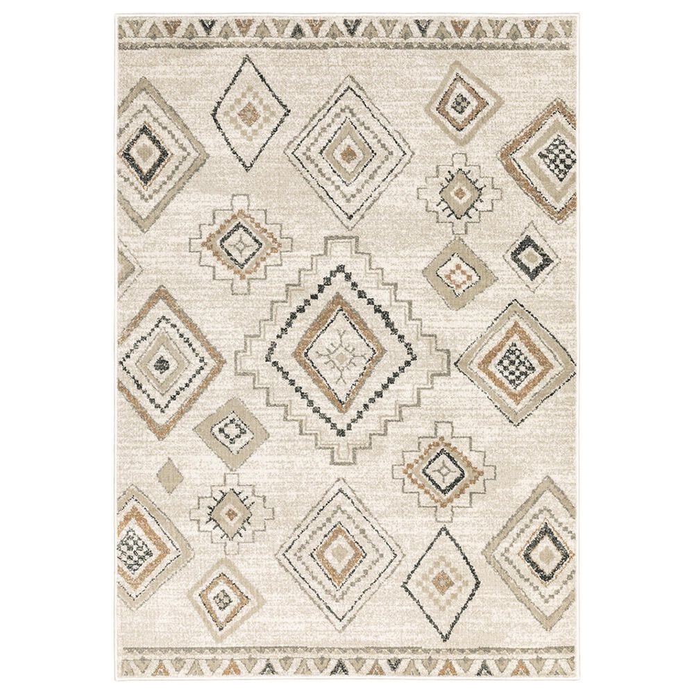 Oriental Weavers Georgia Tribal 660B0 6"7" x 9"2" Ivory and Orange Area Rug, , large