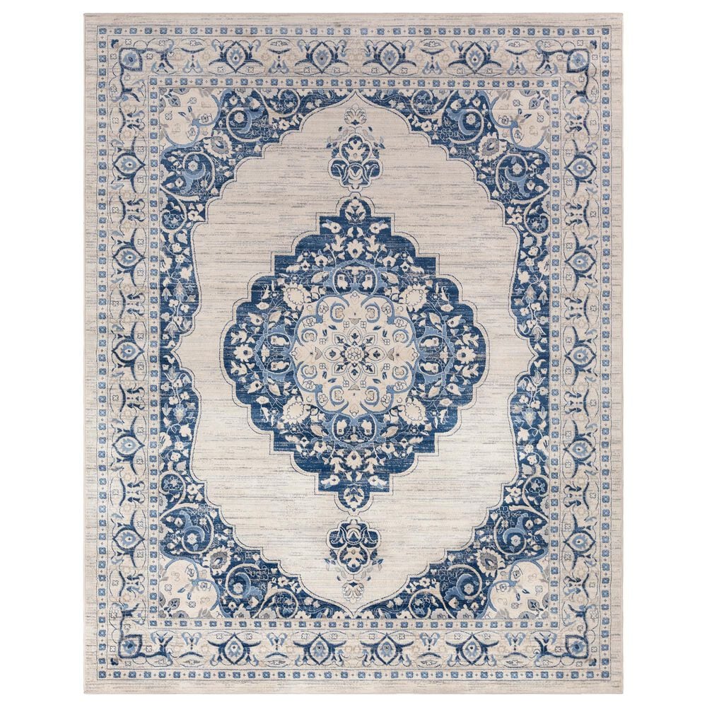 Surya Monaco MOC-2310 7'9" x 10'3" Navy, Bright Blue, Cream, Silver and Gray Area Rug, , large