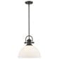 Golden Lighting Hines 1-Light Pendant in Rubbed Bronze with Opal Glass, , large