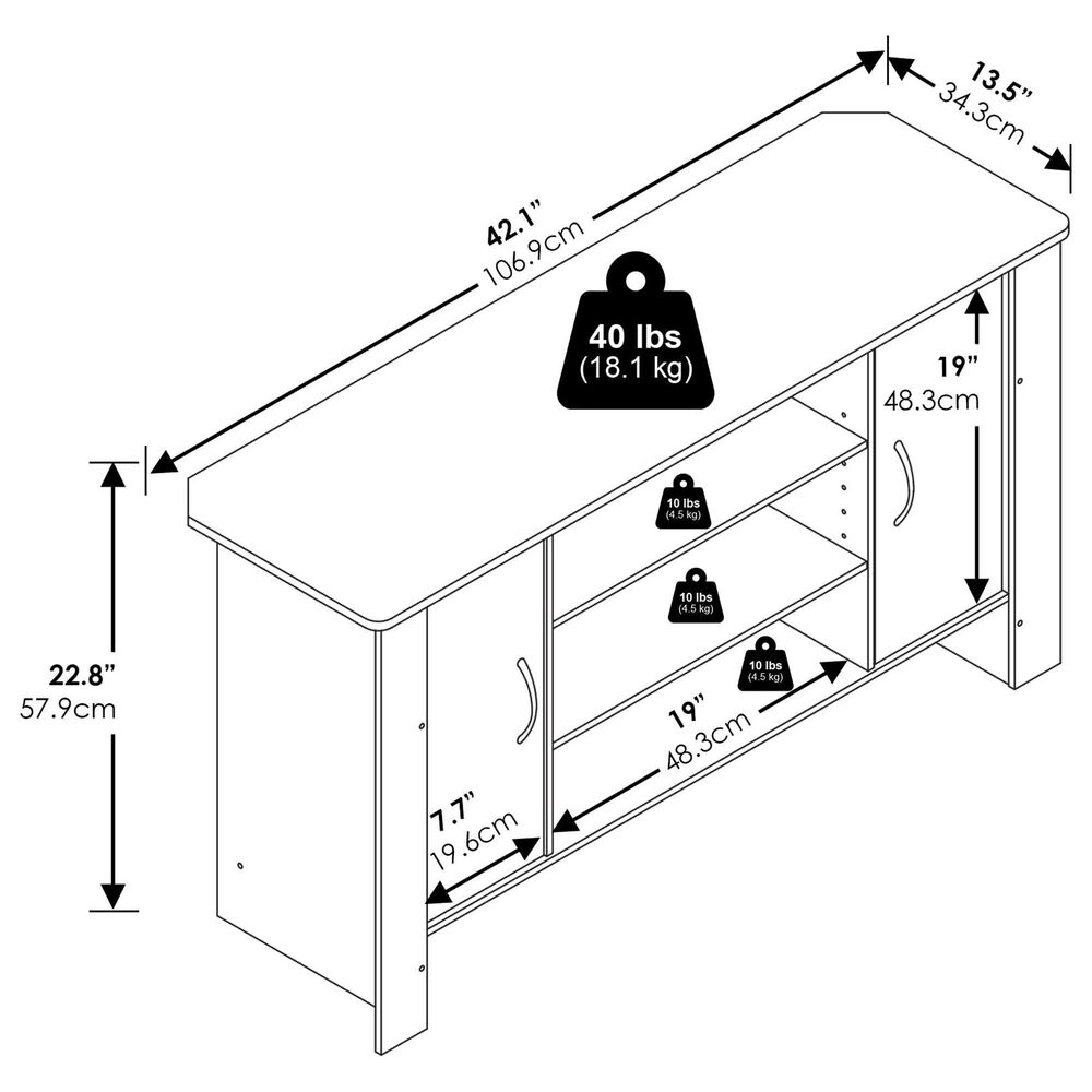 HOMLUX 42.1" Modern TV Stand Entertainment Center with 2-Door in White, , large