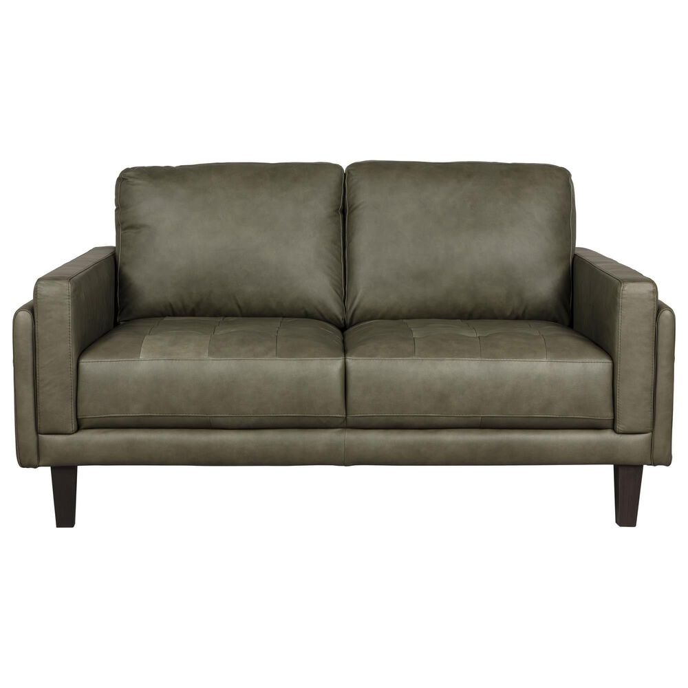 Chateau d'Ax Stationary Leather Sofa and Loveseat Set in Olive Green, , large
