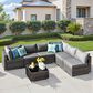 HOMLUX 7-Piece Patio Conversation Set with Grey Wicker in Dark Gray, , large
