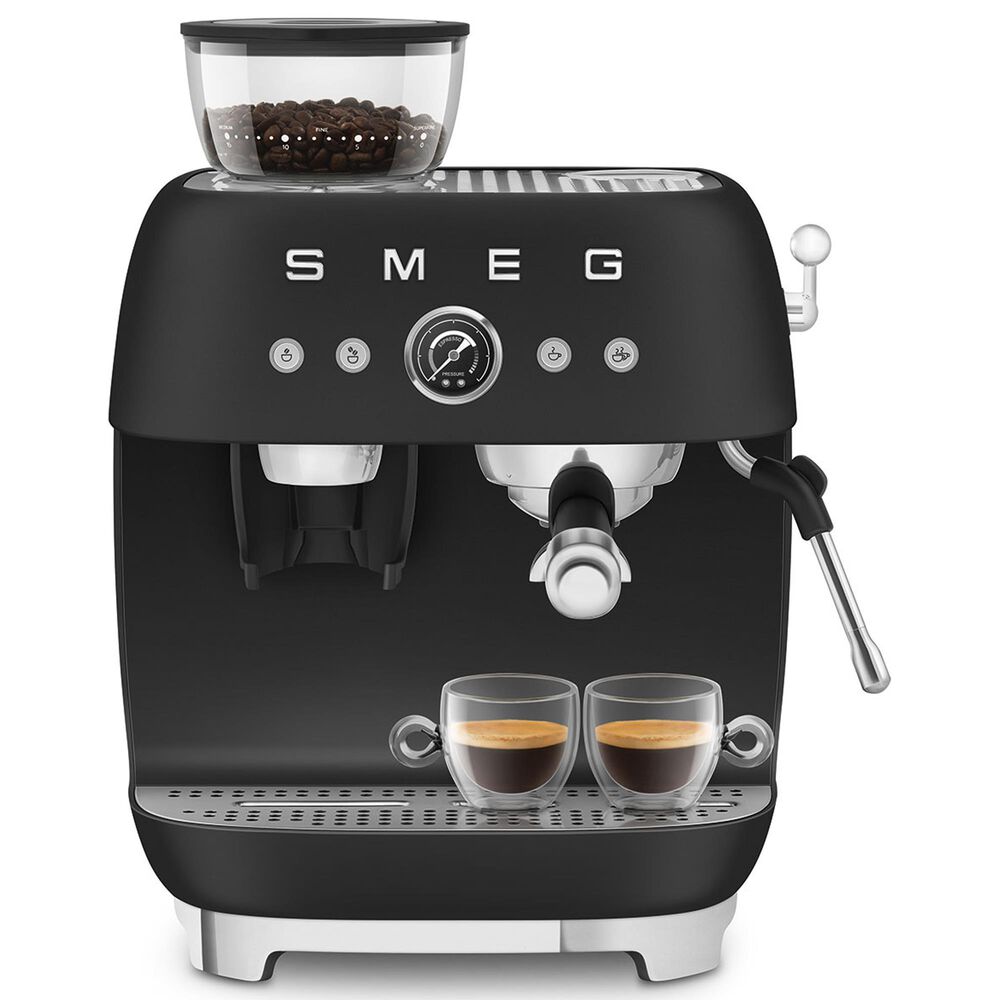 SMEG Espresso Manual Coffee Machine with Grinder in Matte Black, , large