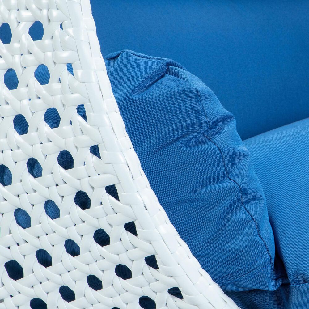 Leisuremod 2-Seat Hanging Egg Swing Chair with Blue Cushion in White, , large