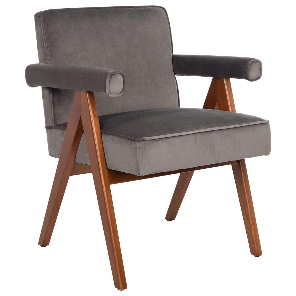 Safavieh Suri Arm Chair in Dark Grey Velvet, , large