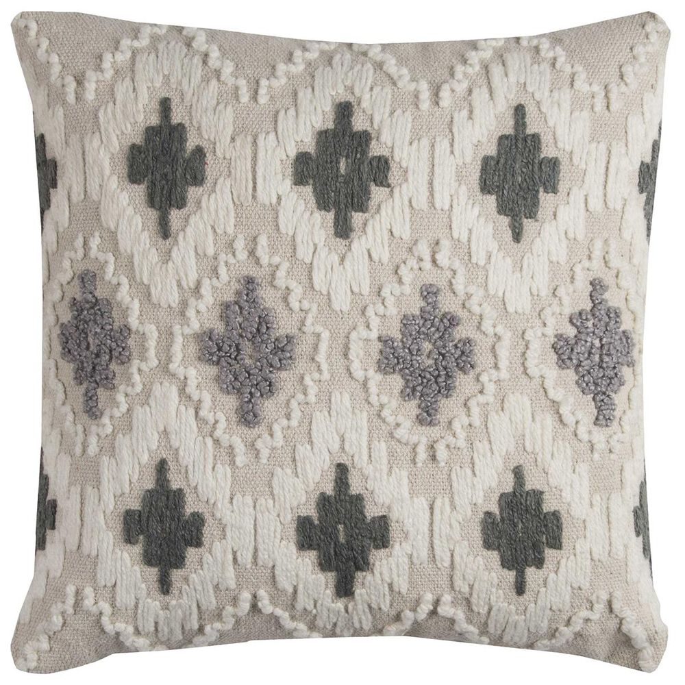 Rizzy Home 20" x 20" Pillow Cover in Natural with Gray and White, , large