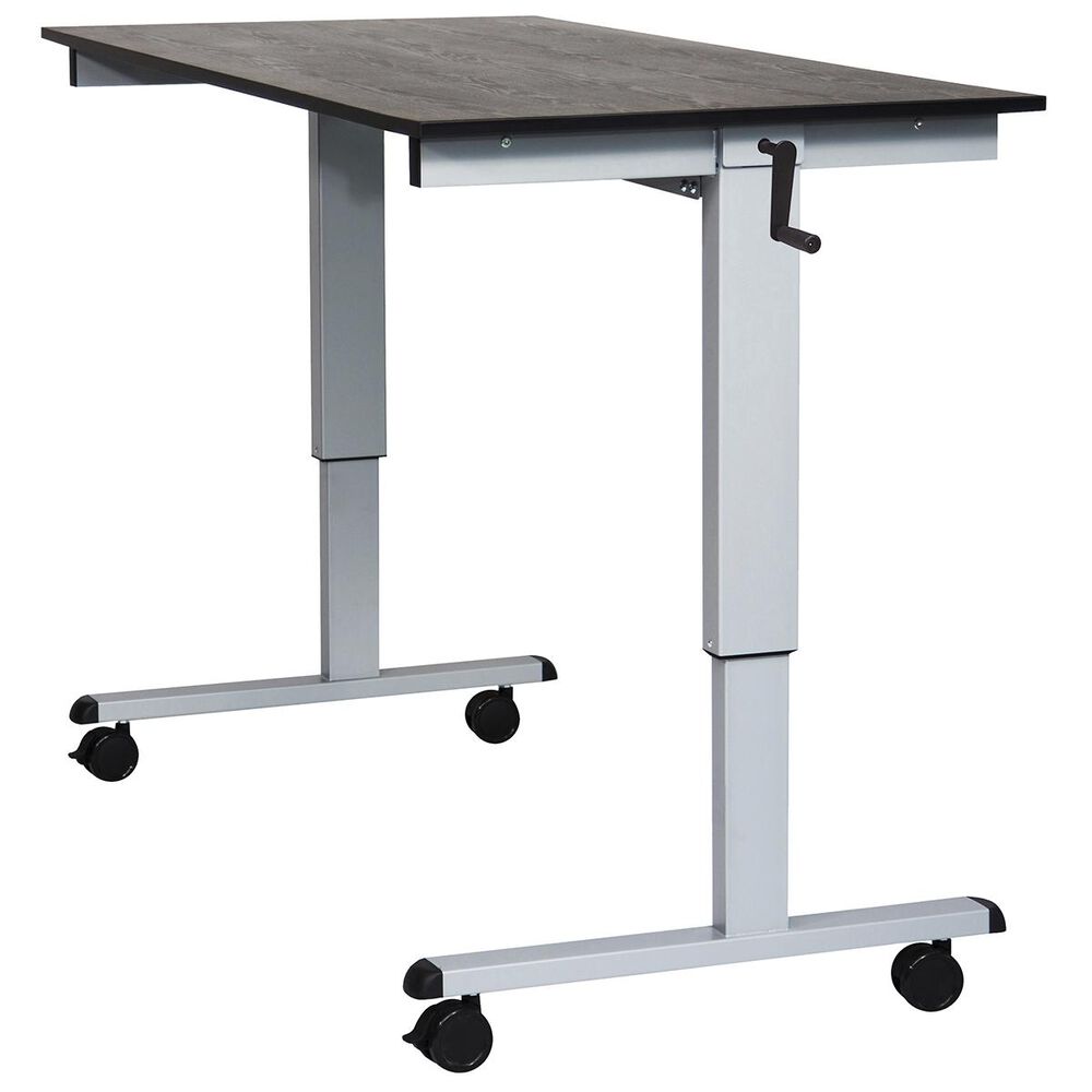 Luxor 60" Crank Adjustable Stand Up Desk in Siver/Black, , large