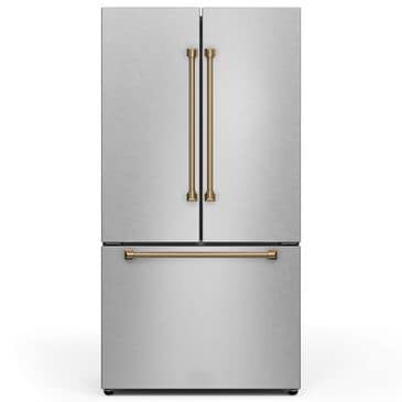 THOR KITCHEN Gordon Ramsay 20.3 Cu. Ft. Counter Depth French Door Refrigerator with Bronze Handle Kit in Stainless Steel, , large