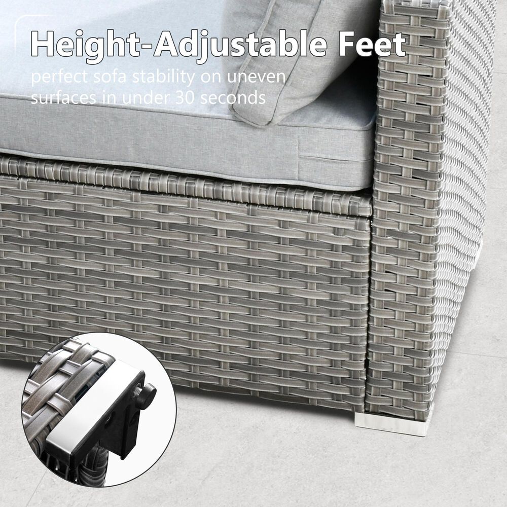 HOMLUX 7-Piece Patio Conversation Set with Grey Wicker in Gray, , large