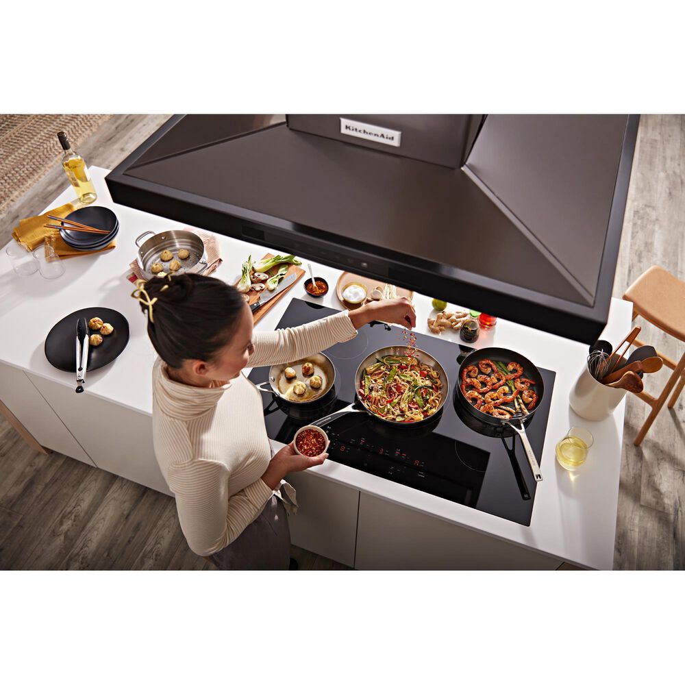 KitchenAid 36&quot; Built-In Electric Induction Cooktop in Black, , large
