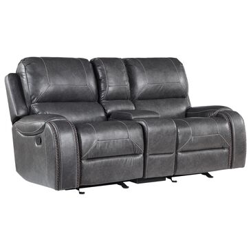 Steve Silver Keily Manual Reclining Gliding Console Loveseat in Dove Grey, , large