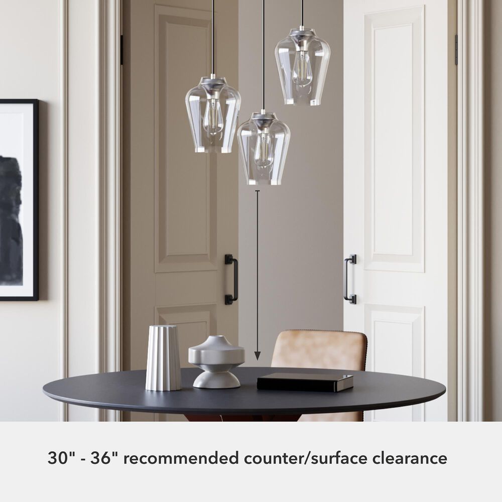 Hunter Vidria 3-Light Round Pendant Cluster in Brushed Nickel, , large