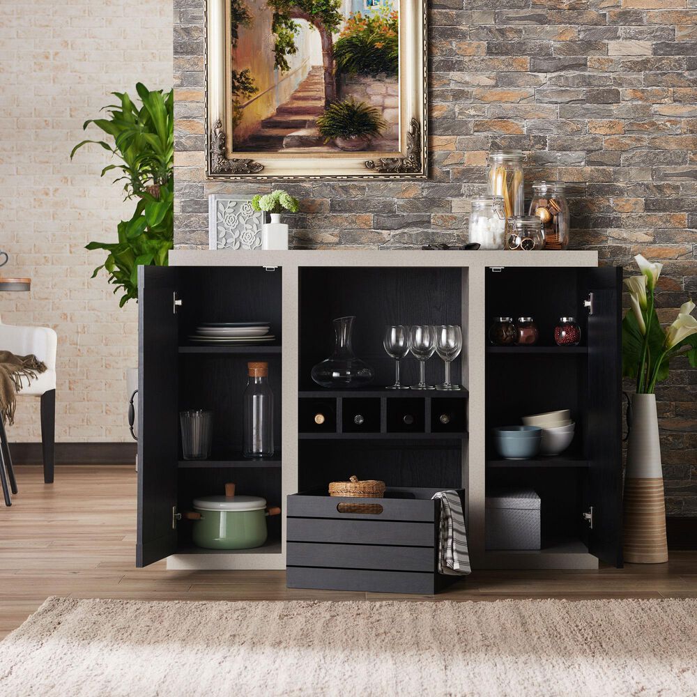 Furniture of America Taylor Buffet in Black/Cement, , large