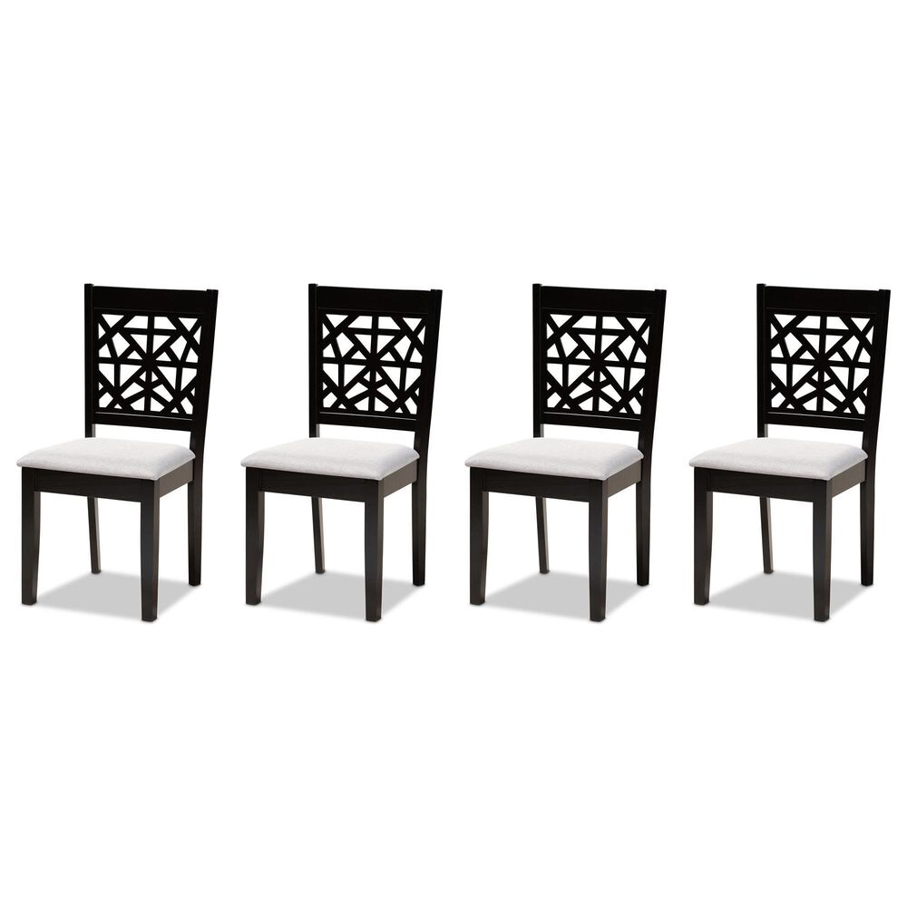 Baxton Studio Jackson Side Chair with Grey Cushion in Espresso Brown (Set of 4), , large