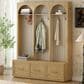 GigaCloud Wooden Hall Tree with Arched Design and Drawers in Natural and Oak, , large