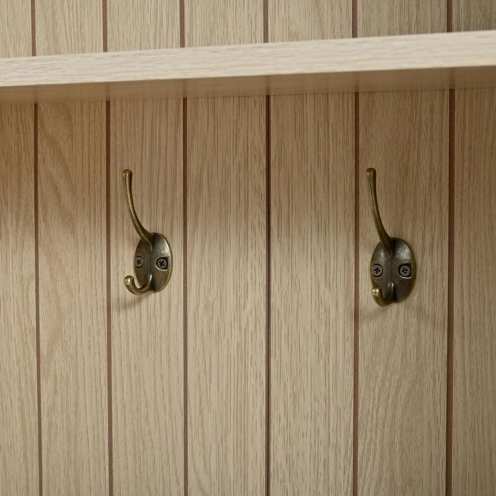 GigaCloud Wooden Hall Tree with Arched Design and Drawers in Natural and Oak, , large