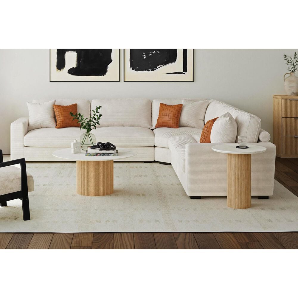 37B Sylvie Round End Table in Natural and White, , large