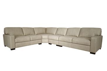 SOFTLINE Dutton 4-Piece Leather Sectional in Ivory, , large