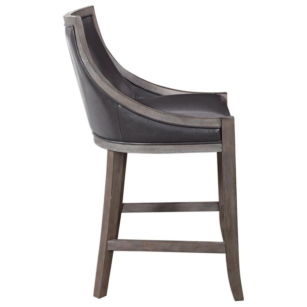 Uttermost Elowen 26&quot; Counter Stool in Black with Dark wood, , large