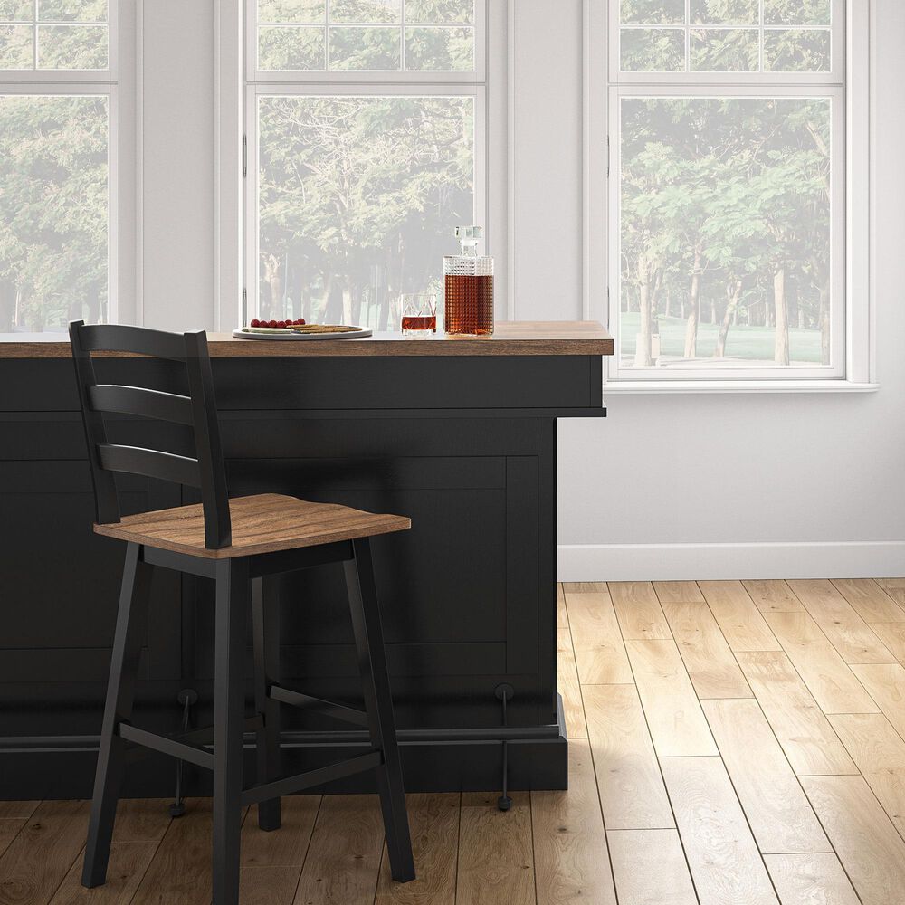 Ashley Wildenauer Swivel Bar Stool in Brown and Satin Black, , large