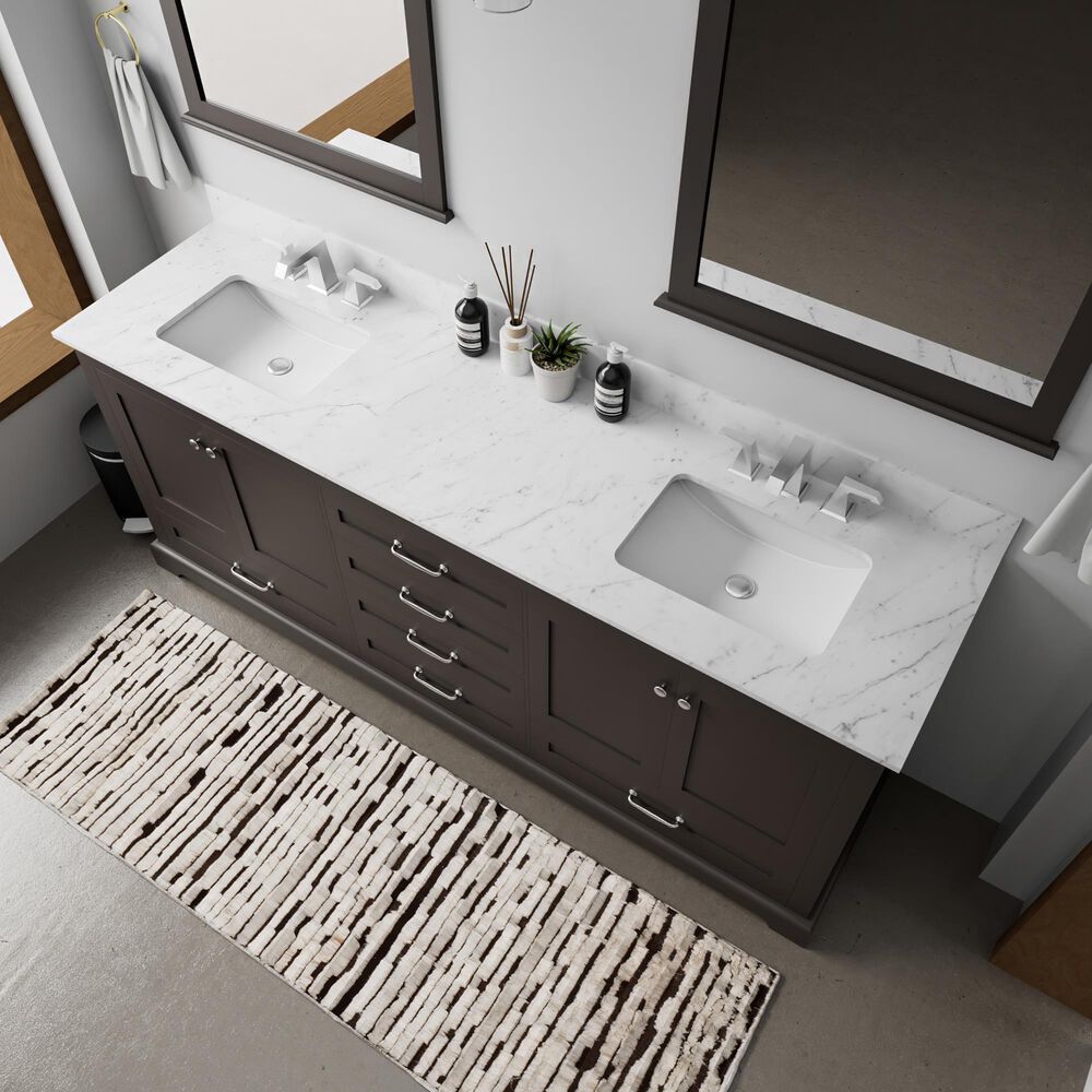 Lexora Home Dukes 80&quot; Double Bathroom Vanity in Espresso with 2 cm White Carrara Marble Top and Rectangular Sinks, , large