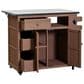 Hearth and Haven Outdoor Kitchen Island Cart with Extendable Stainless Steel Top and Adjustable Shelf in Brown, , large