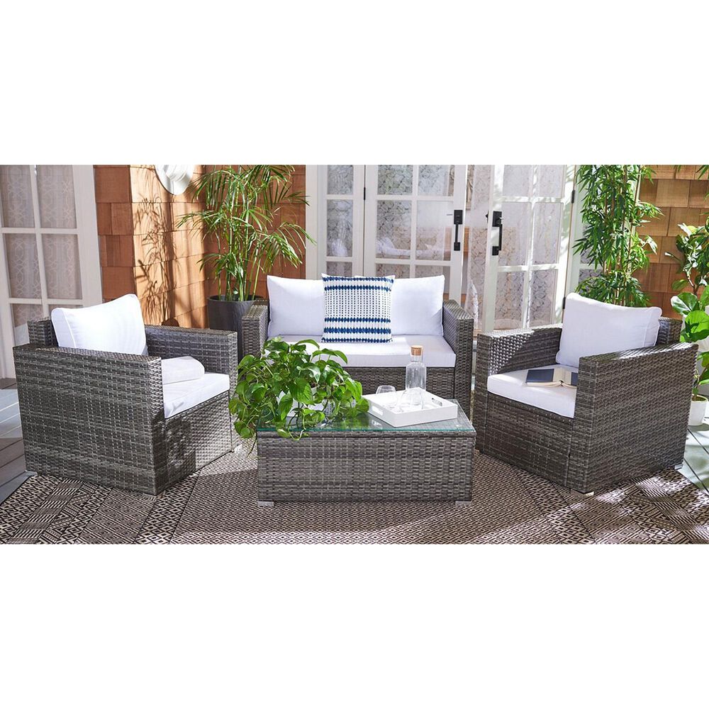 Safavieh Brielle 4-Piece Patio Living Set in Grey Brown, , large