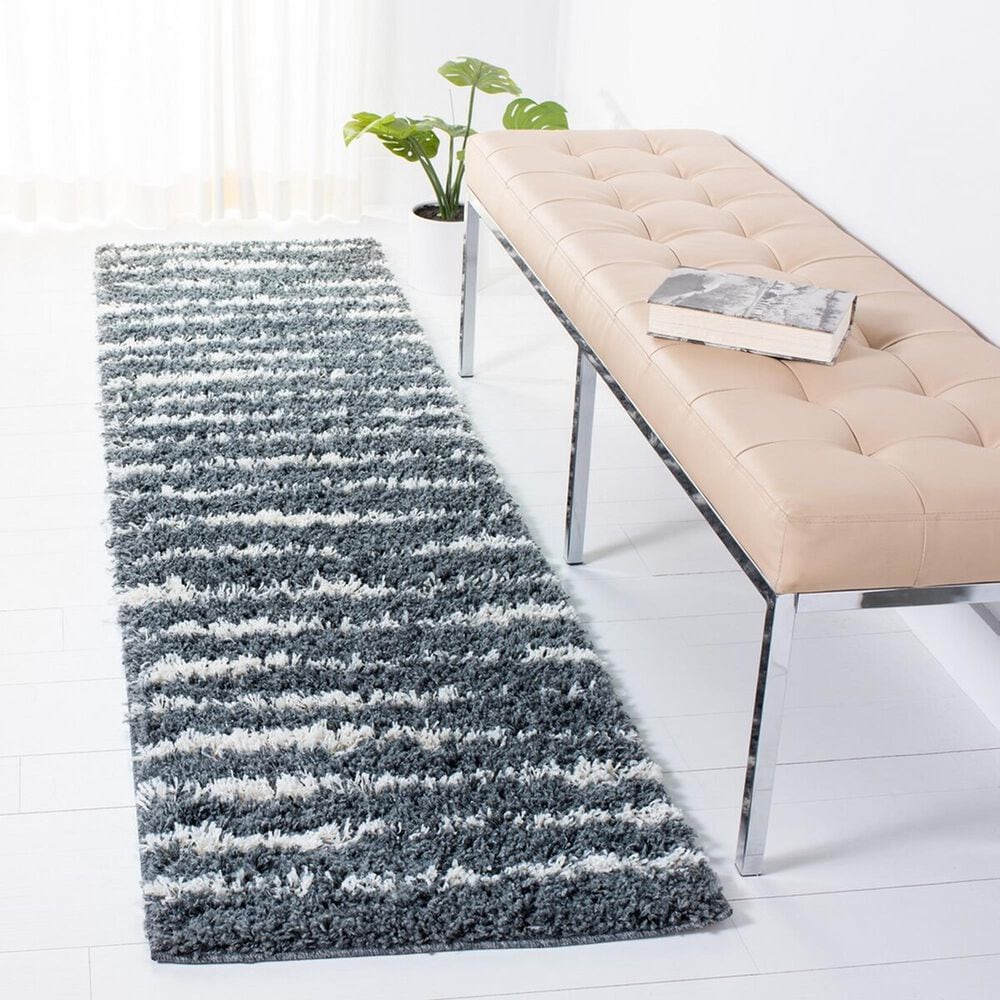 Safavieh Venus Shag 2&#39;2&quot; x 14&#39; Dark Grey and Ivory Runner, , large
