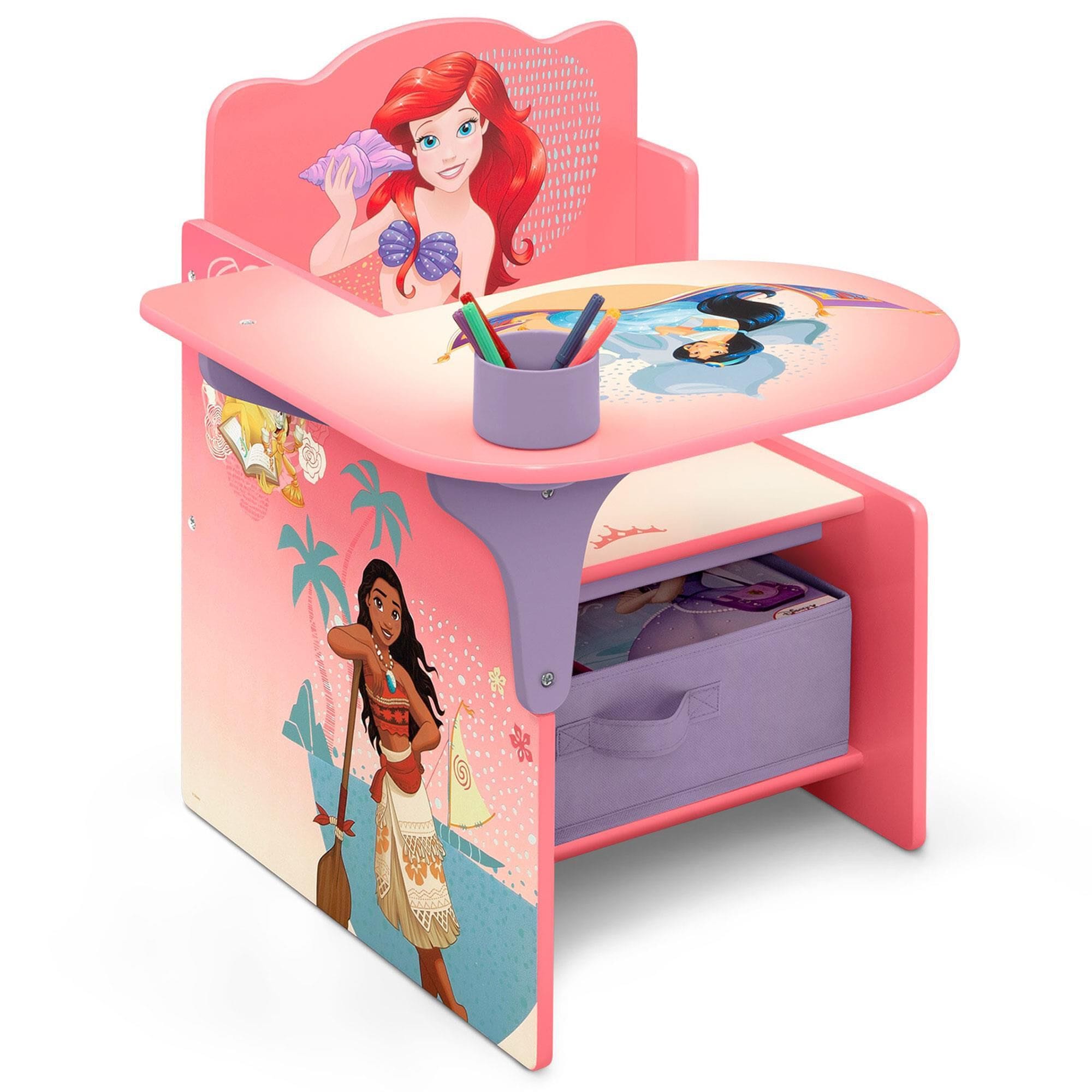 Delta Disney Princess Chair Desk with Storage Bin in Multicolor NFM