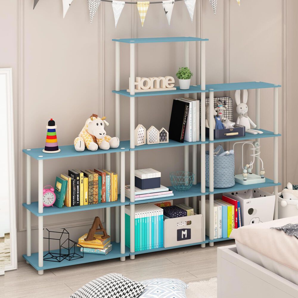 HOMLUX Turn-N-Tube 4-Tier Multipurpose Shelf Display Rack in Light Blue and White, , large