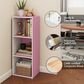 HOMLUX 3-Tier Bookcase with Decorative Open Shelves in White and Pink, , large