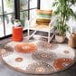 Safavieh Cabana CBN676C 6"7" Round Beige and Orange Indoor/Outdoor Area Performance Rug, , large