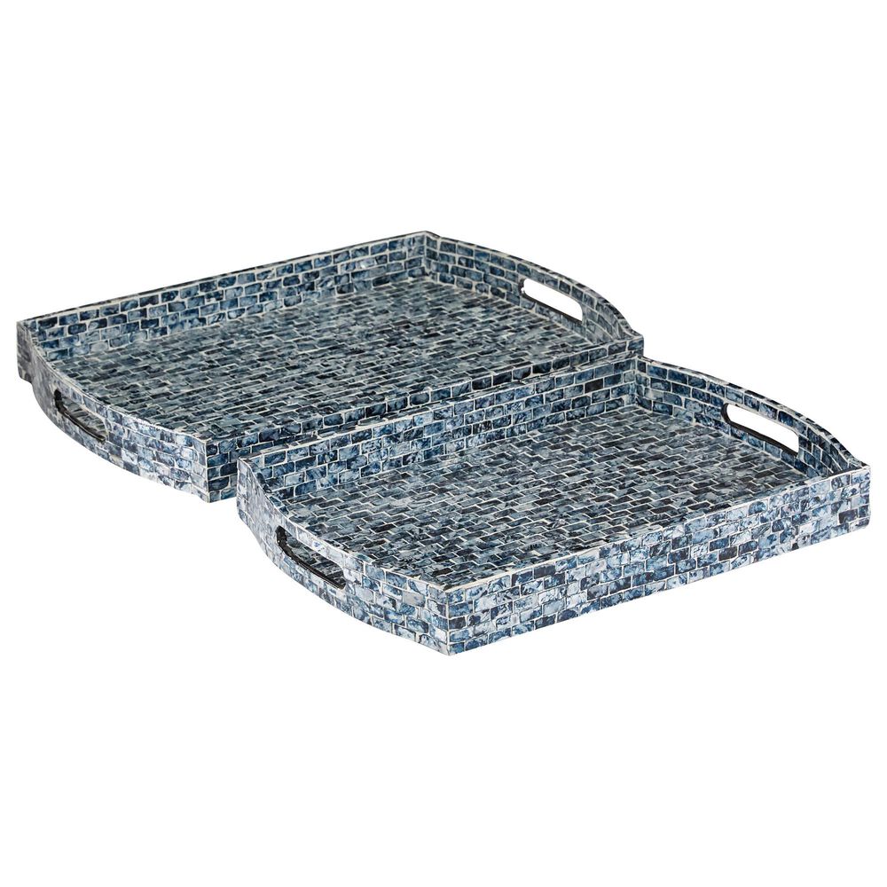 Maple and Jade Coastal Tray in Blue (Set of 2), , large