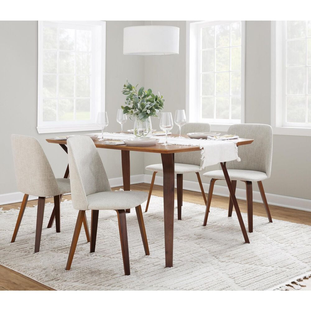 Lumisource Toriano Side Chair with Beige Cushion in Walnut (Set of 2), , large