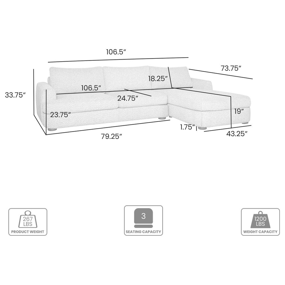 Blue River Reid 2-Piece Right Facing Sectional Sofa in Snow Fleck, , large