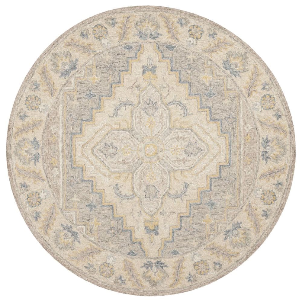 Safavieh Micro-Loop 5" Round Beige and Grey Area Rug, , large
