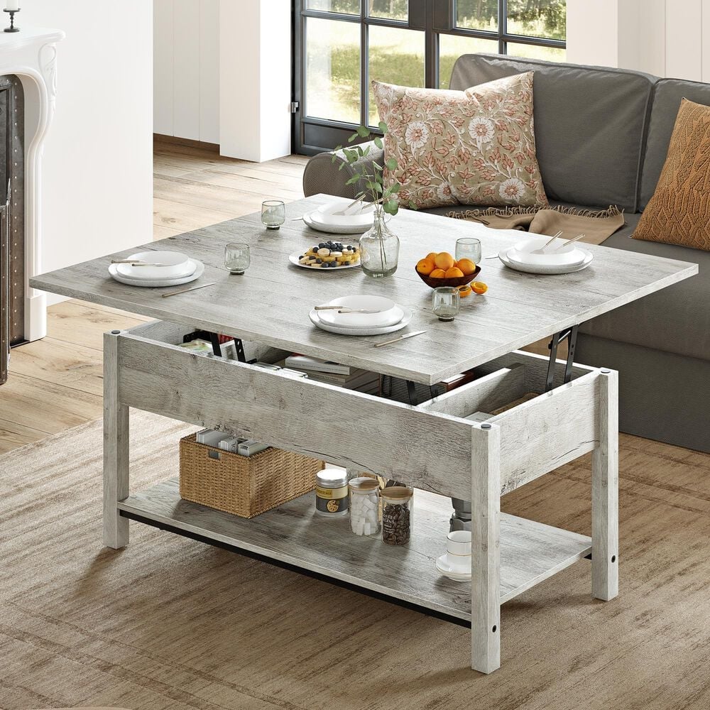 HOMLUX Lift Top Coffee Table in Light Grey, , large
