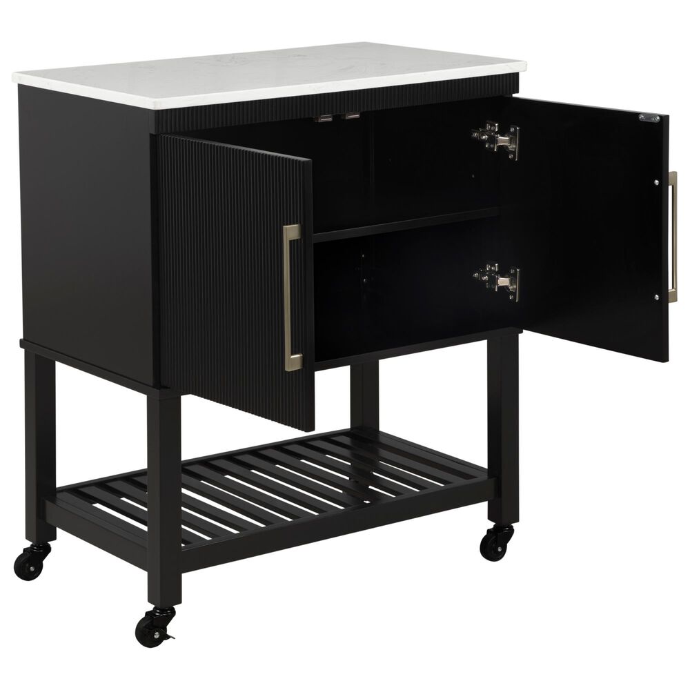 Linon Home Decor Kolton Kitchen Cart in Black and White, , large