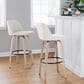 LumiSource Toriano Swivel Bar Stool with Cream Noise Fabric Upholstery in Whitewashed and Black (Set of 2), , large