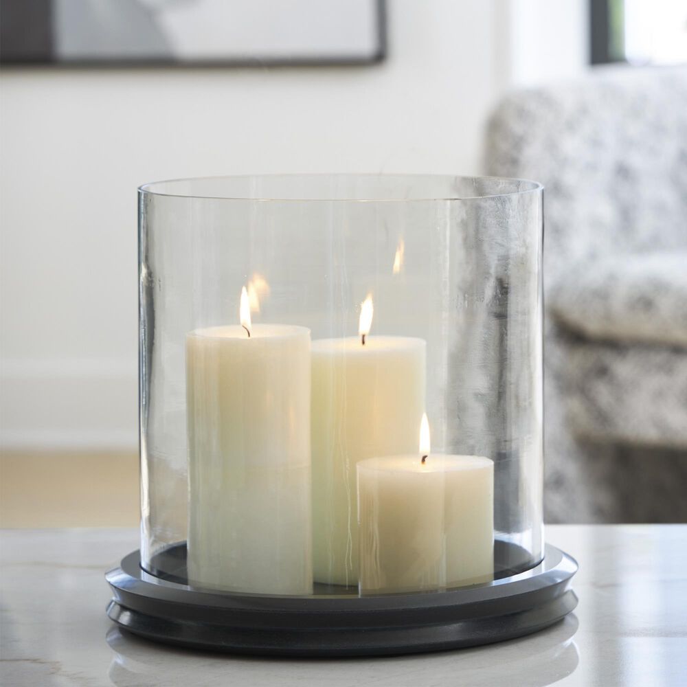 Ashley Saskia Candle Holder in Clear and Black, , large