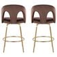 LumiSource Ava Swivel Counter Stool with Espresso Velvet Upholstery in Gold (Set of 2), , large