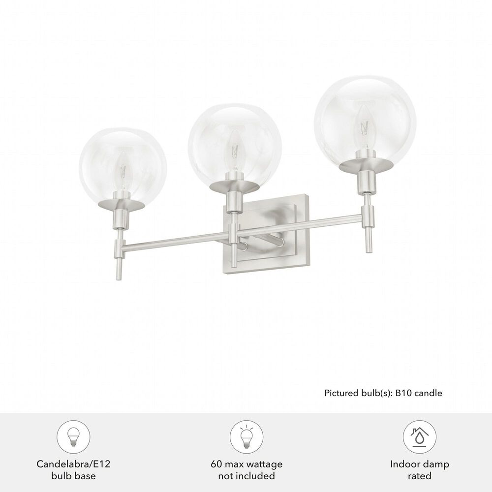 Hunter Xidane 3-Light Vanity in Brushed Nickel, , large