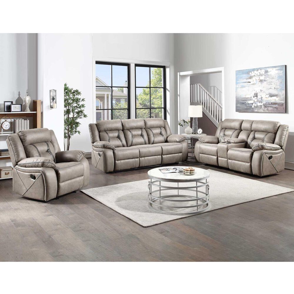 Steve Silver Tyson Manual Reclining Glider Console Loveseat in Grey, , large