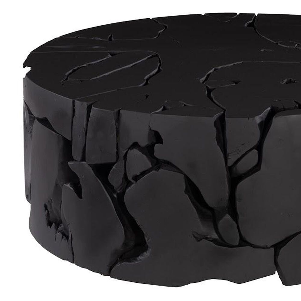 Phillips Collection Teak Chunk Round Coffee Table in Black, , large