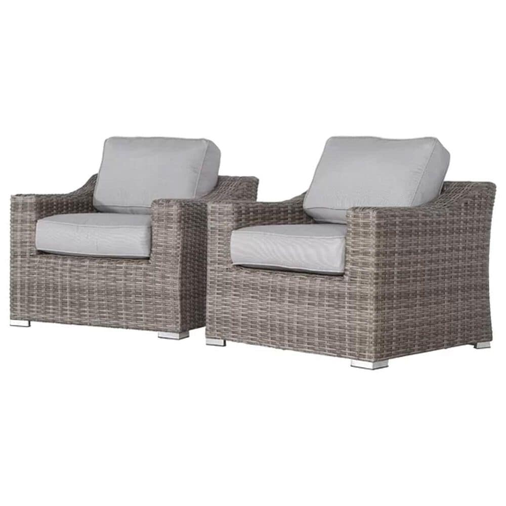 Hearth and Haven Outdoor Wicker Armchair with Curved Armrests in Gray (Set of 2), , large